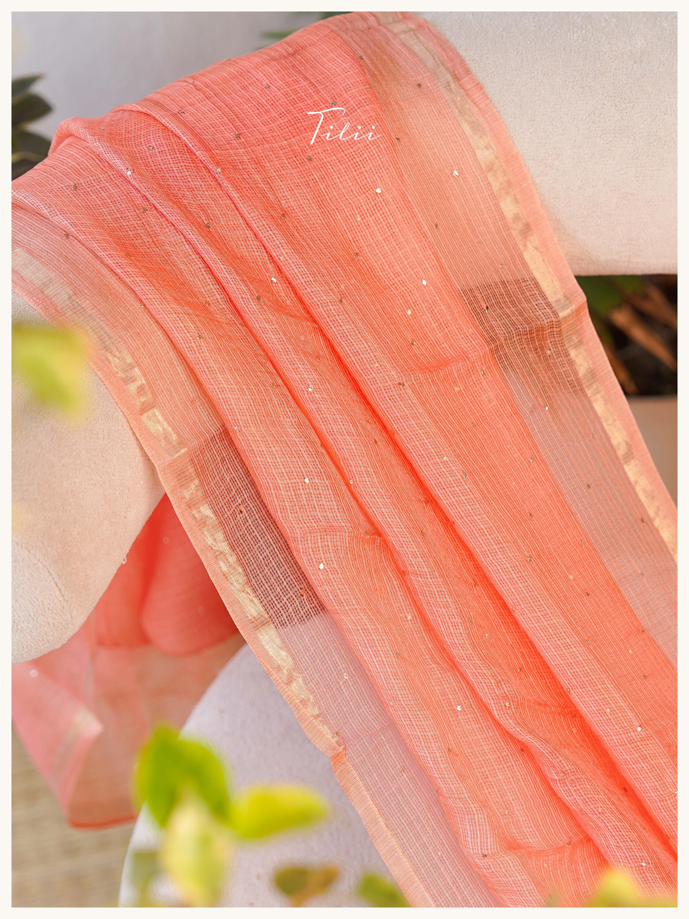 Silk Kota Dupatta in orange