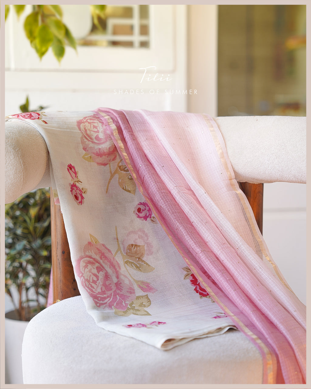 Unstitched suit set in blush rose