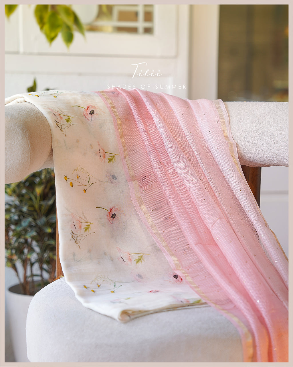 Unstitched suit set petal haze in pink