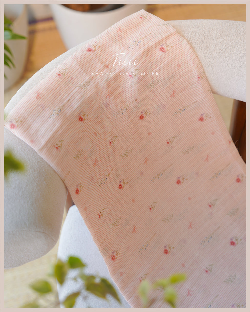Unstitched suit set in blush lines