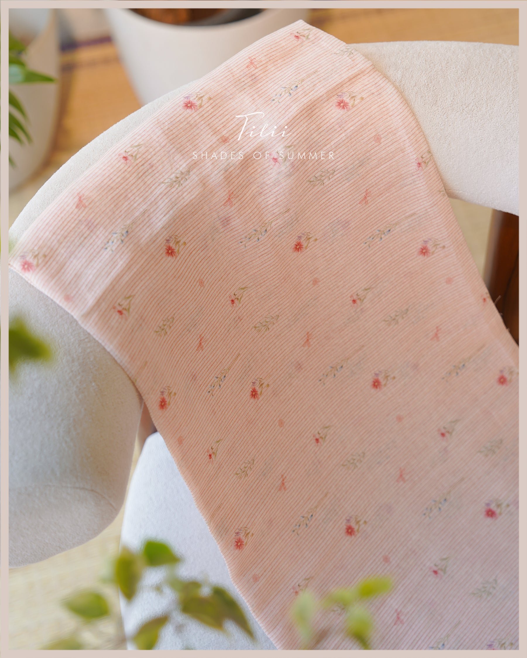 Unstitched suit set in blush lines