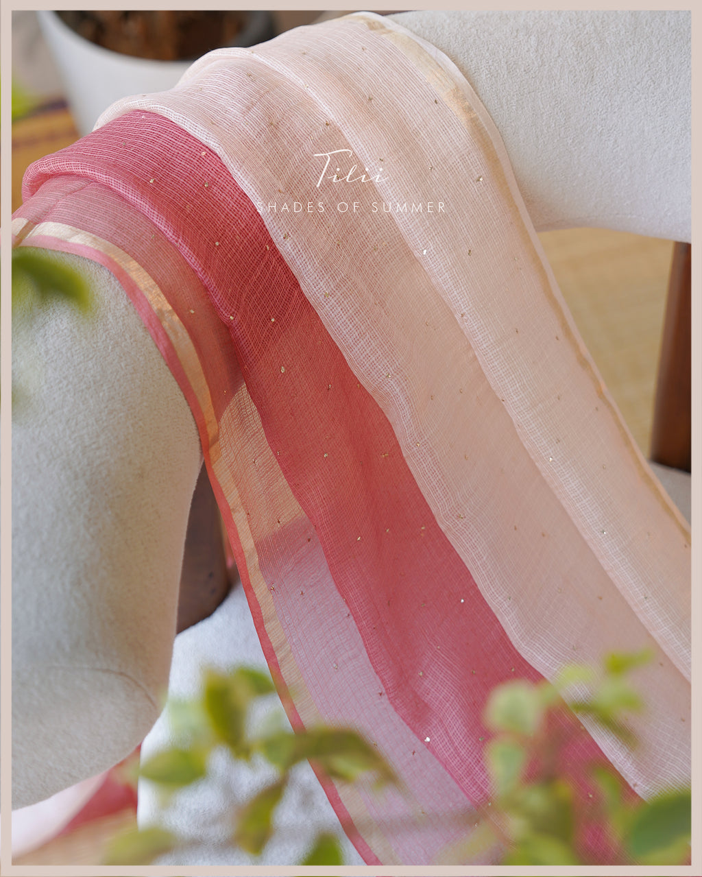 Unstitched suit set in blush lines