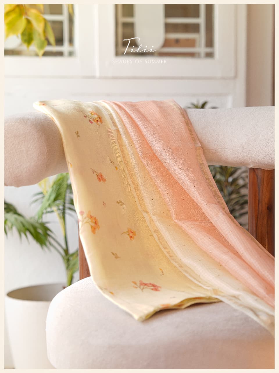 Unstitched suit set in floral linen