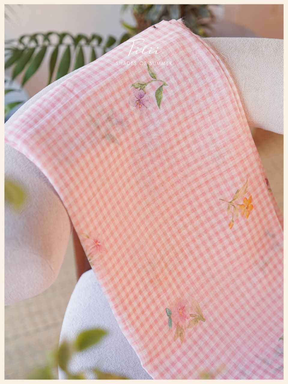 Unstitched suit set in pink checks