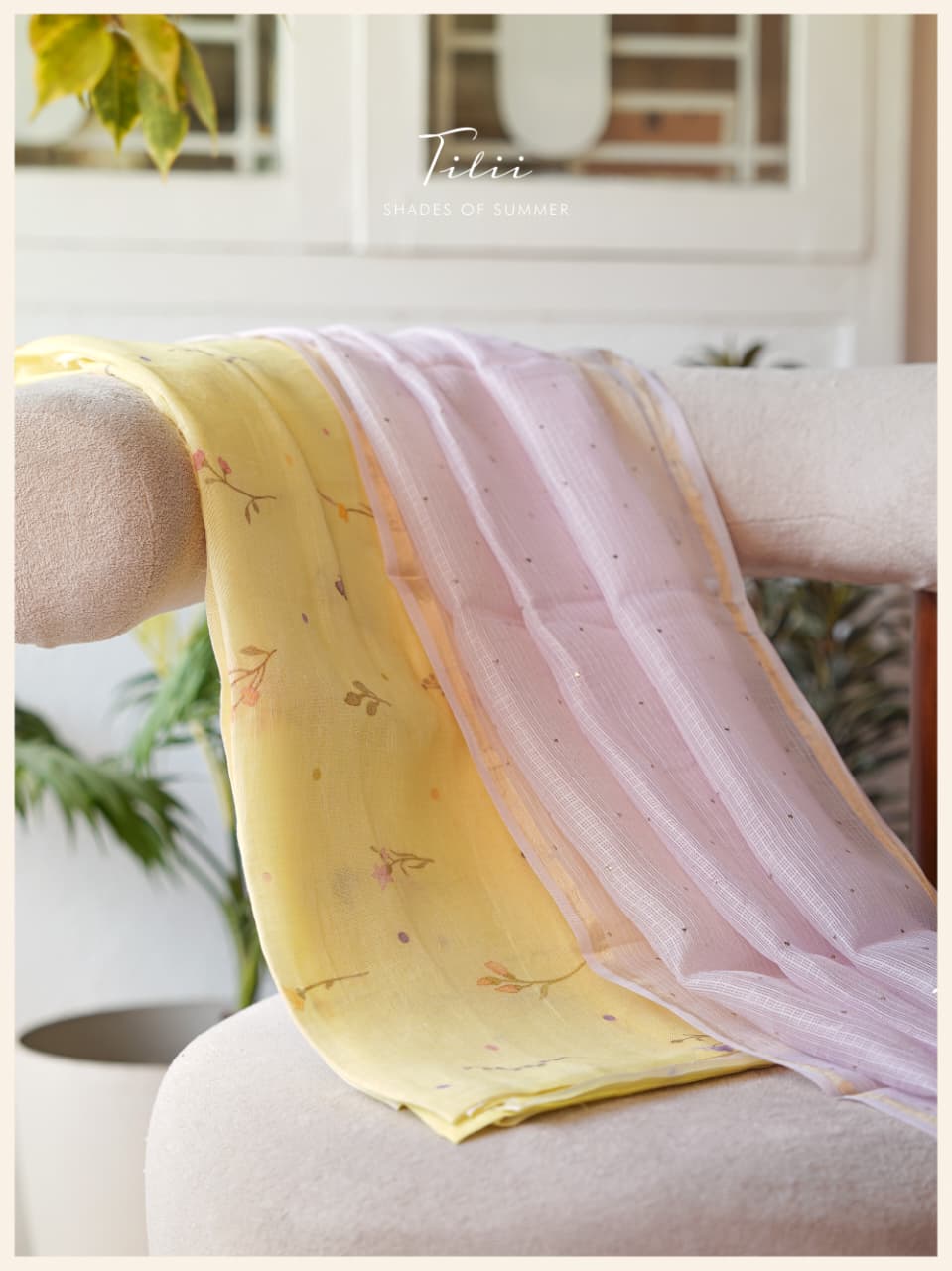 Unstitched suit set in floral linen