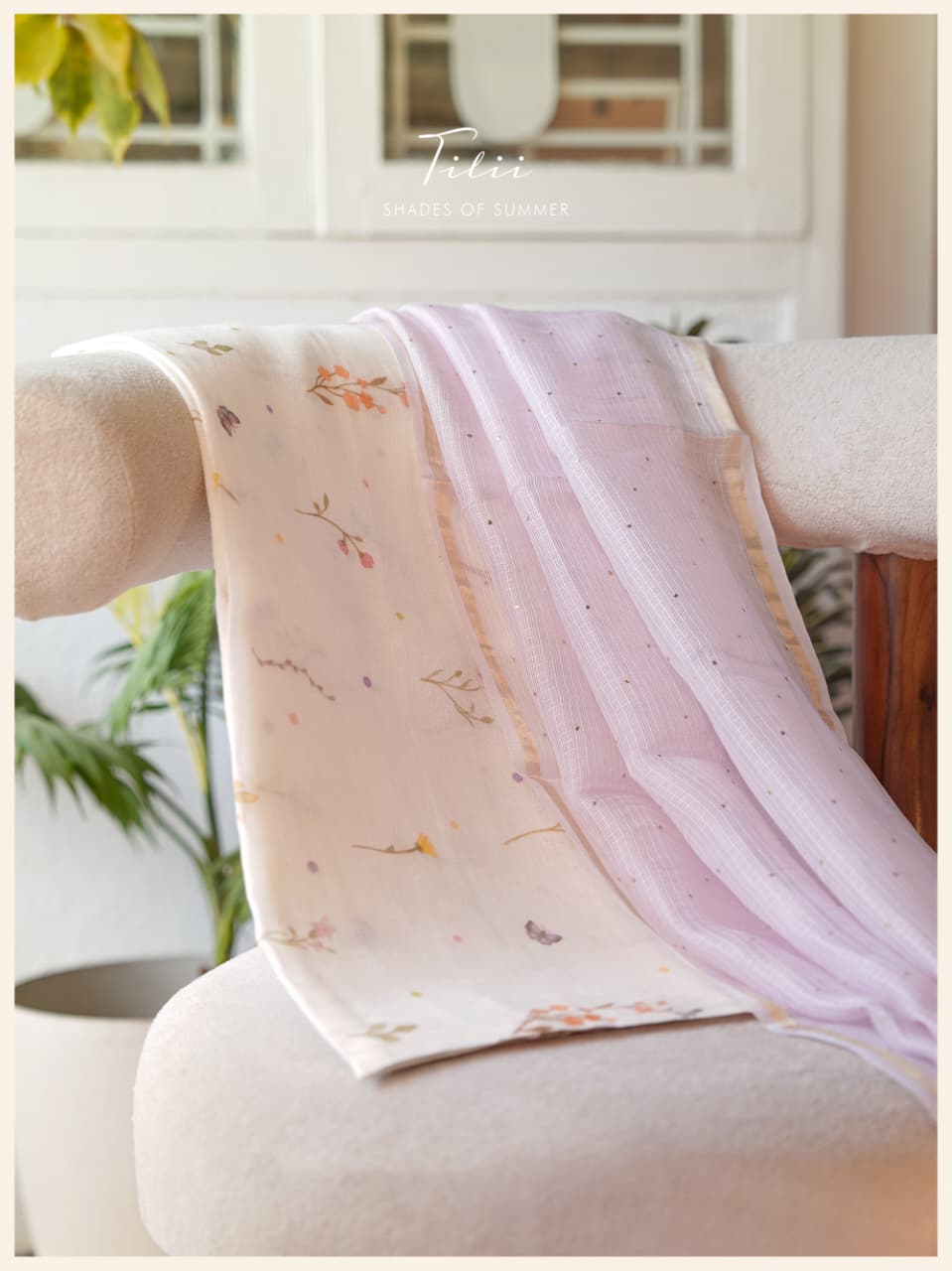 Unstitched suit set in floral linen
