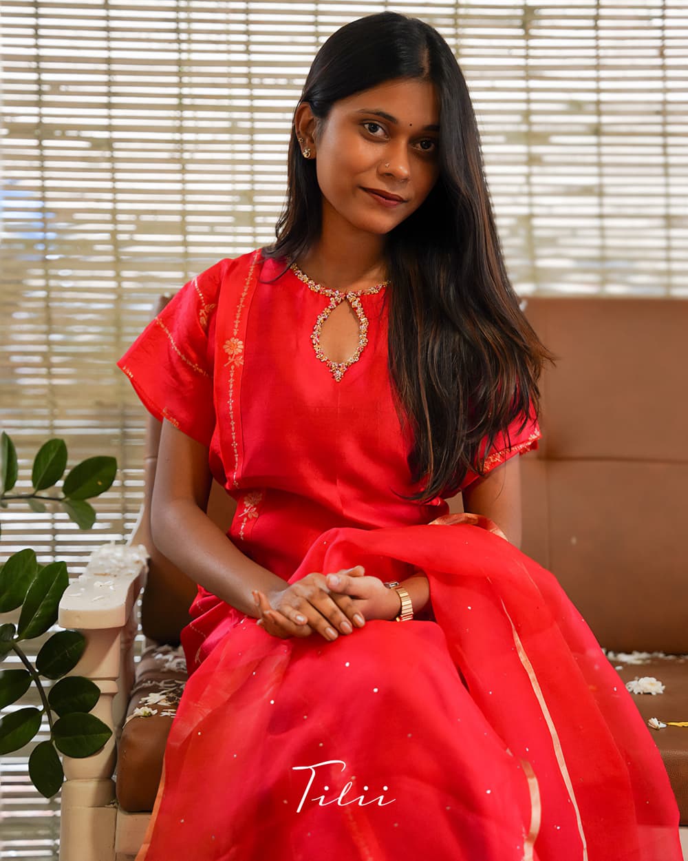 Unstitched suit set in Vibrant Red