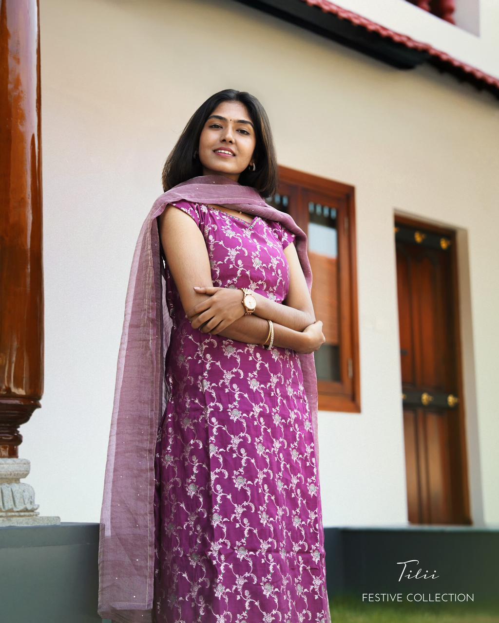 Unstitched suit set in regal purple