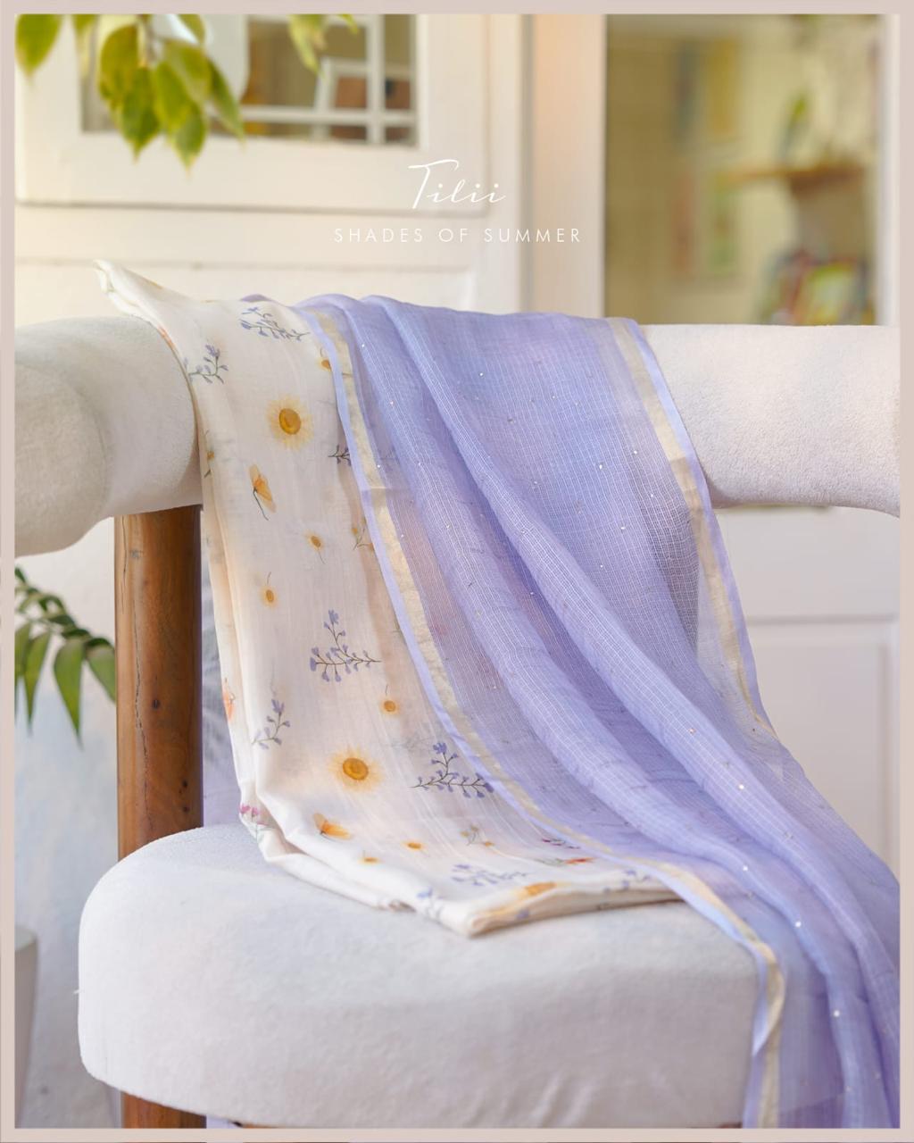 Unstitched suit set in lavender bloom