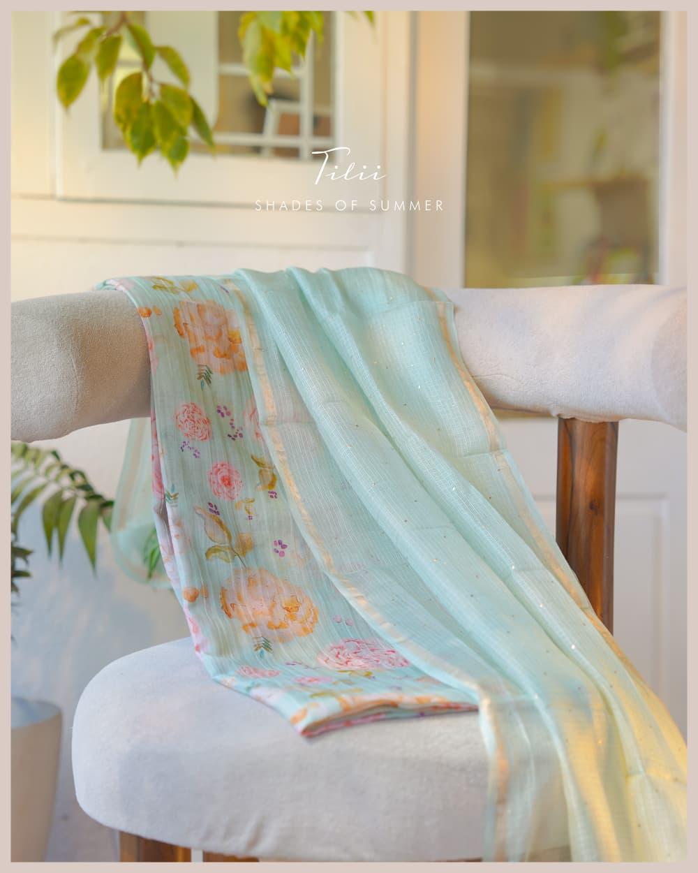 Unstitched suit set in a whisper of mint green