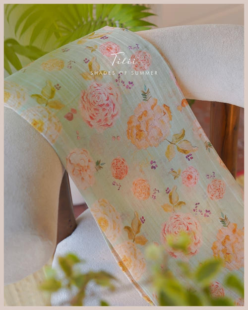 Unstitched suit set in a whisper of mint green