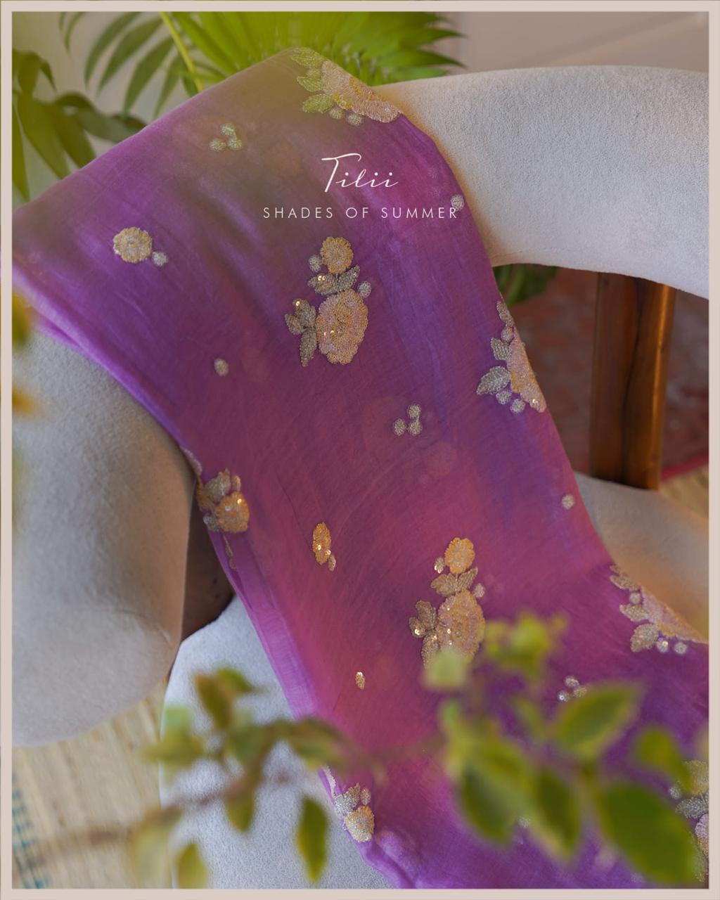 Unstitched suit set in pink raag