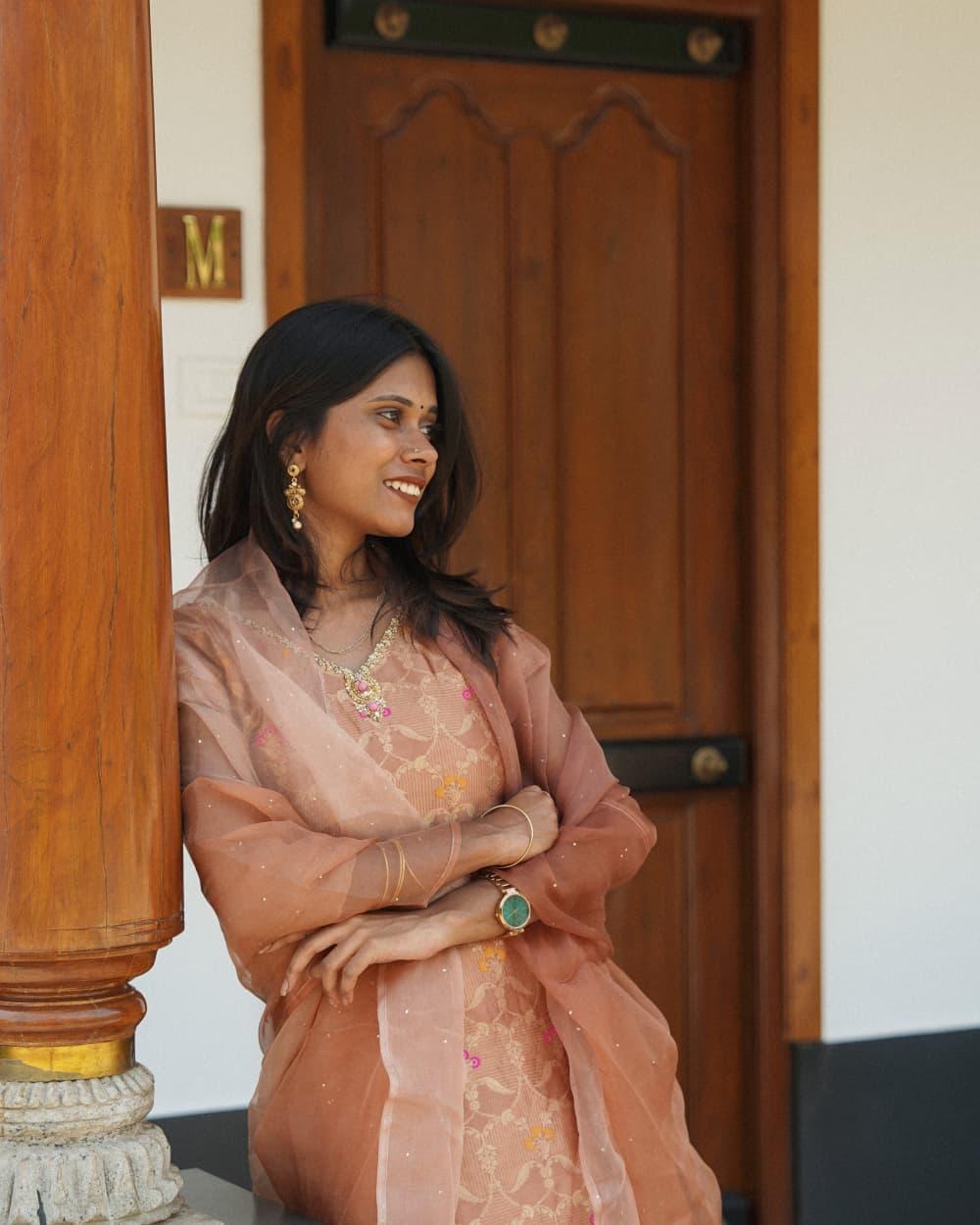 Unstitched suit set in radiant brown