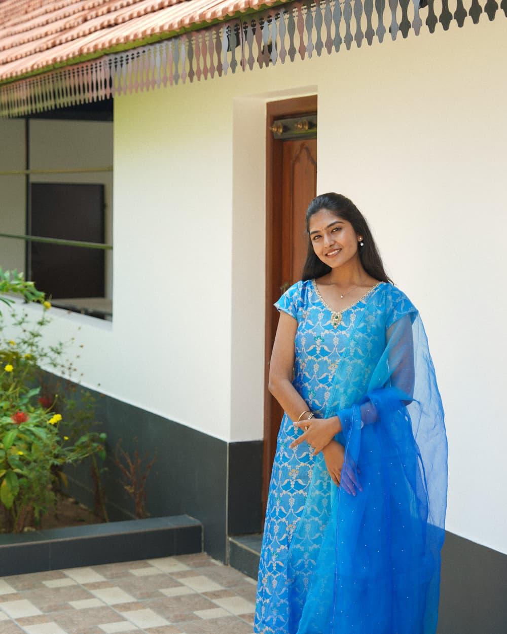 Unstitched suit set in radiant blue