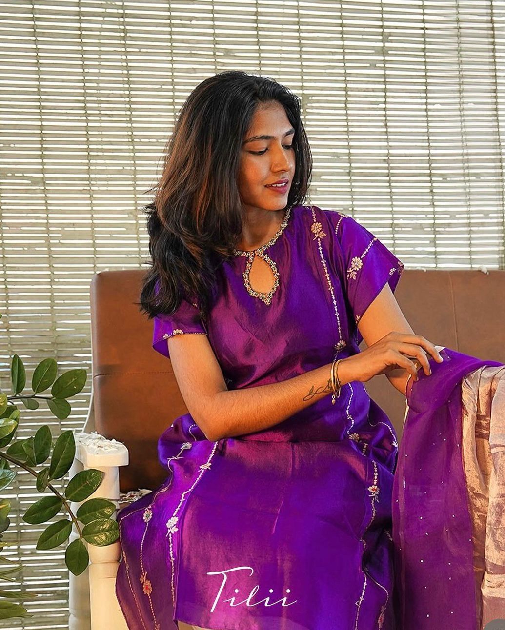 Unstitched suit set in Rich Purple