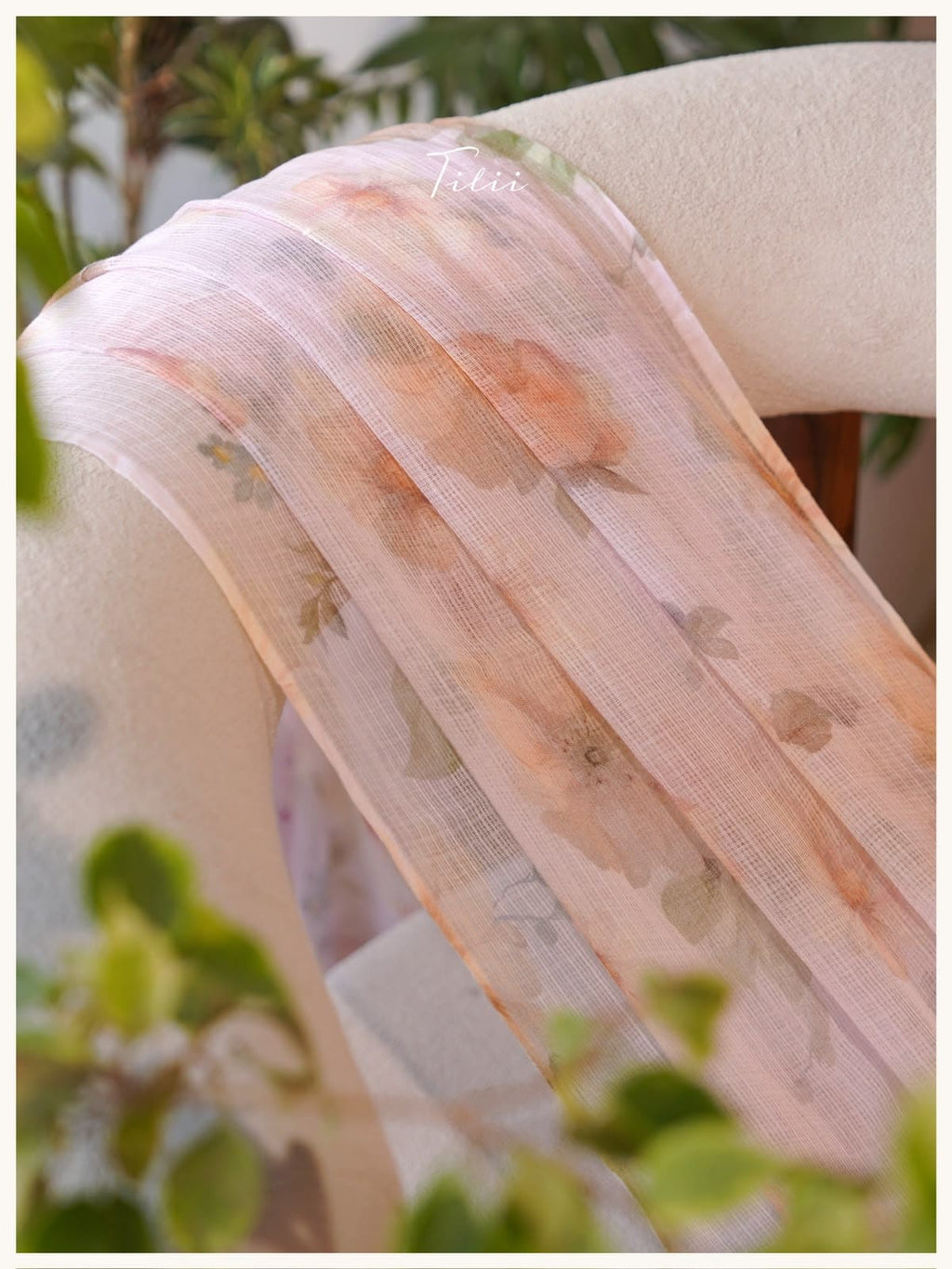 Unstitched mul chanderi striped with floral dupatta