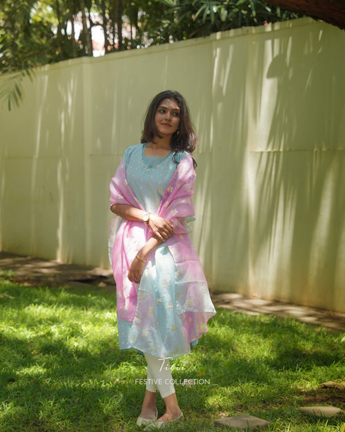 Unstitched suit set in blue ombre dreams